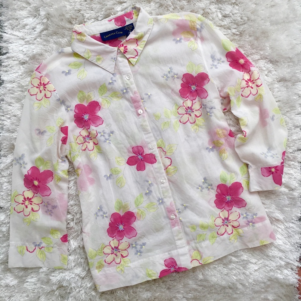 EUC Charter Club by Macy's  Floral Blouse sz14